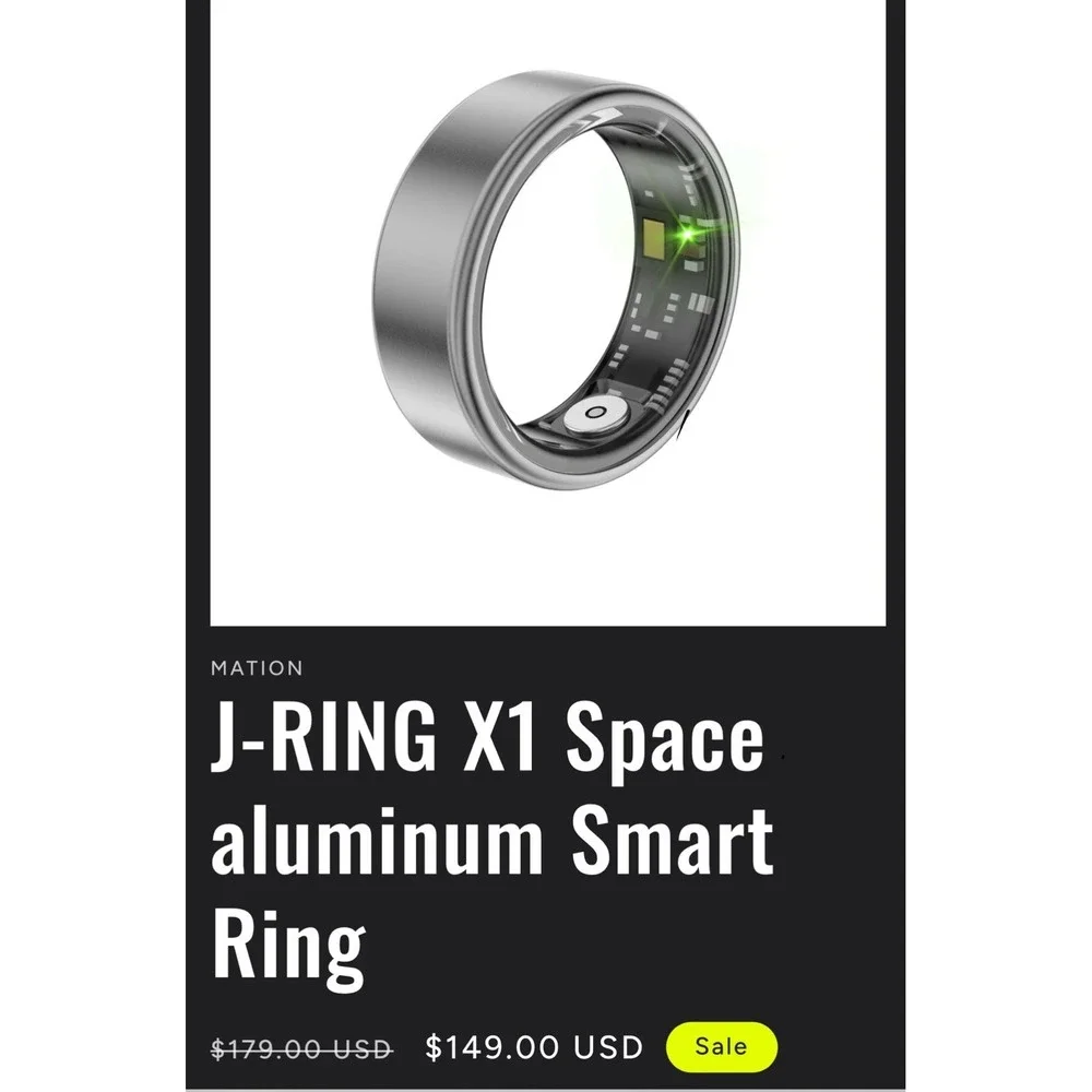 J-RING Smart Ring Women Men Size 10 Fitness Tracker SpO2 Titanium Waterproof NEW